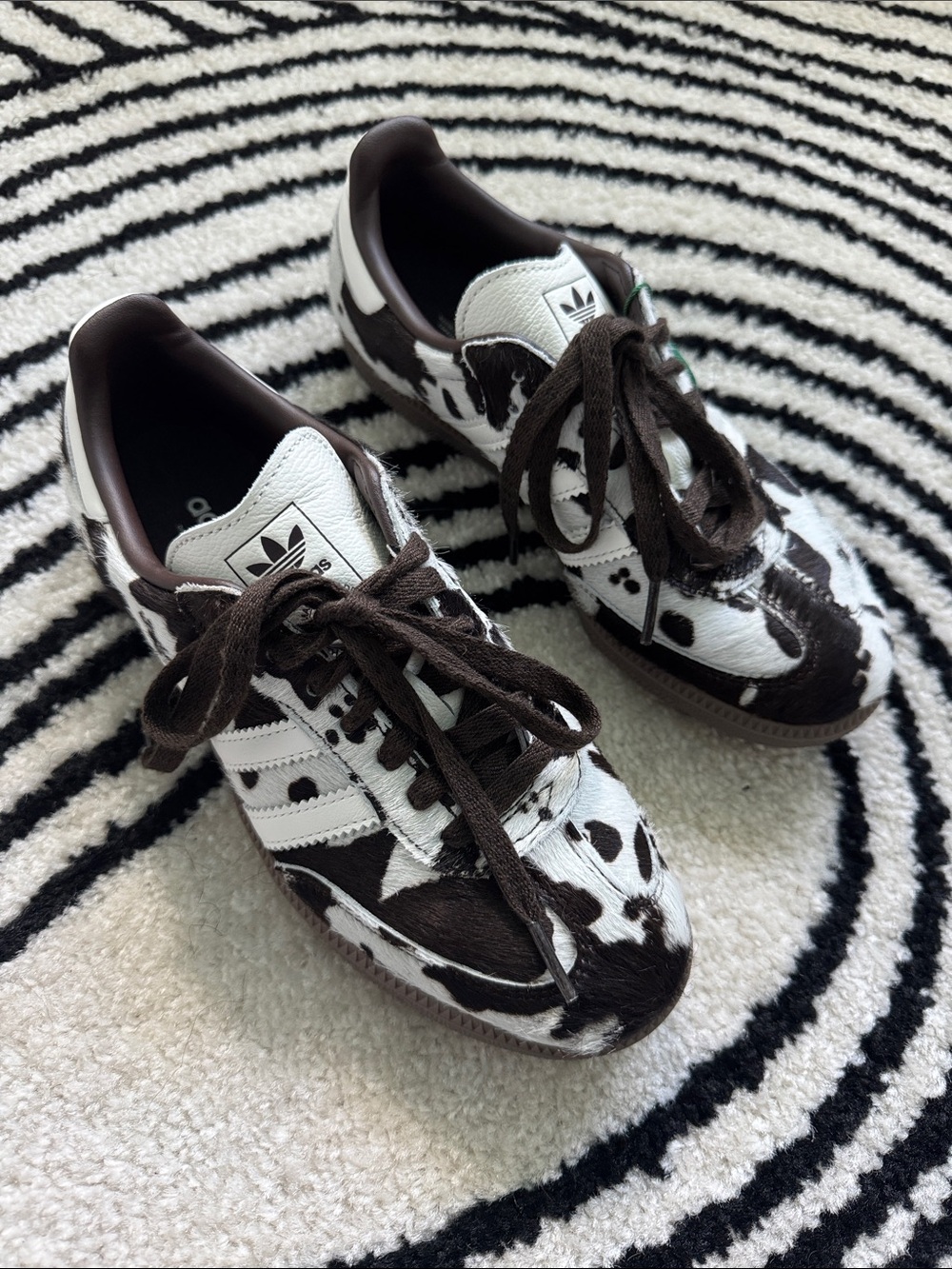 adidas Kids' Cow Print Brown & White Sneakers